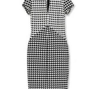 HOUNDSTOOTH BLACK AND WHITE MIDI DRESS